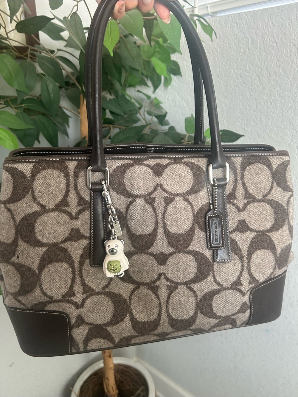 Coach Brown Signature Canvas & Dark Brown Leather Tote